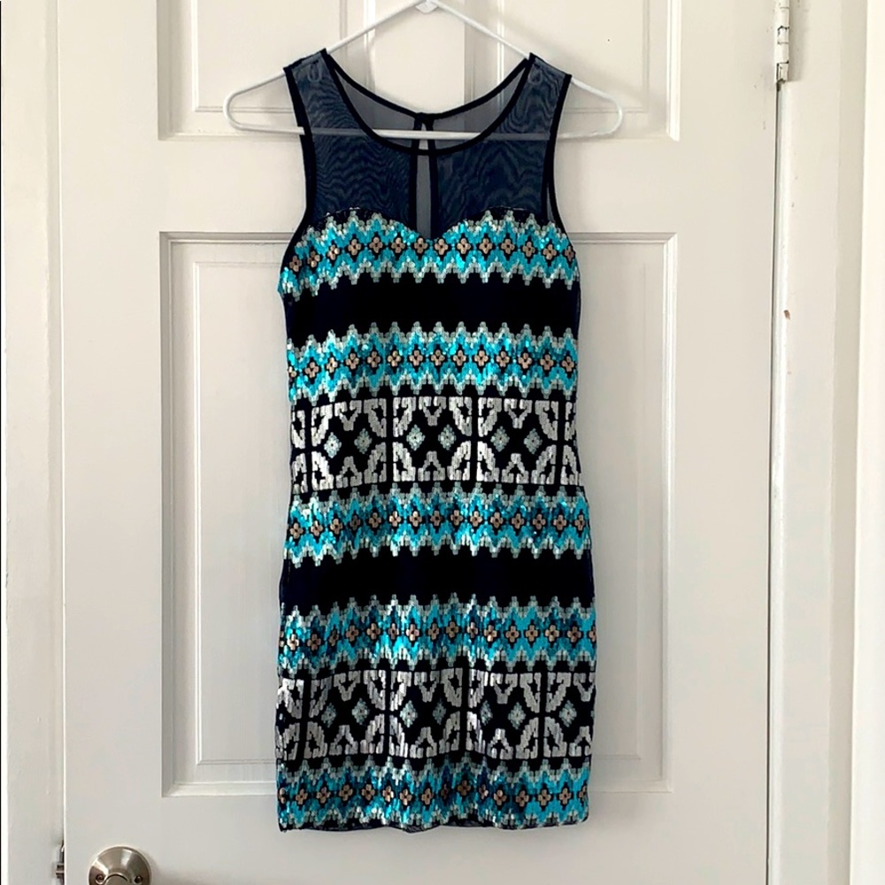 Blue and Silver Sequin Dress